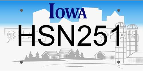 HSN251 Iowa License Plate