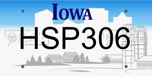 HSP306 Iowa License Plate