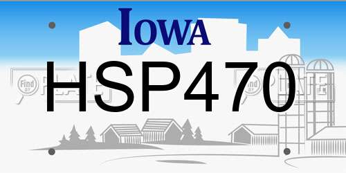 HSP470 Iowa License Plate