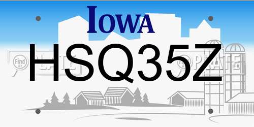 HSQ35Z Iowa License Plate