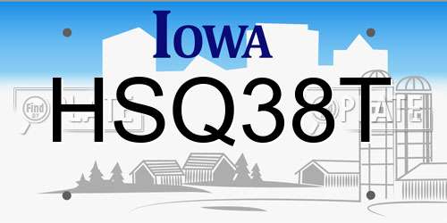HSQ38T Iowa License Plate