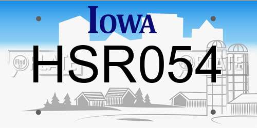 HSR054 Iowa License Plate