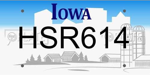 HSR614 Iowa License Plate