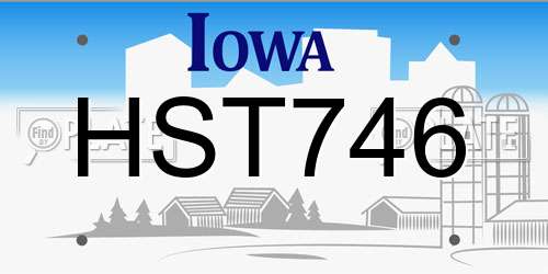HST746 Iowa License Plate