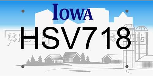 HSV718 Iowa License Plate
