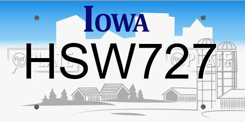 HSW727 Iowa License Plate