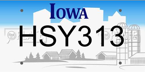 HSY313 Iowa License Plate