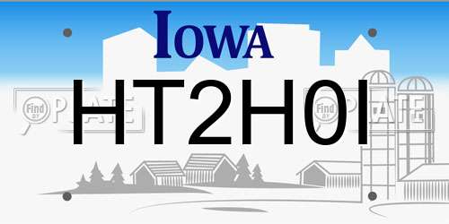 HT2H0I Iowa License Plate