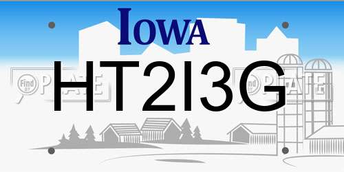 HT2I3G Iowa License Plate