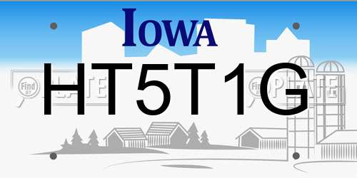 HT5T1G Iowa License Plate