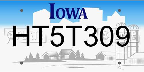 HT5T309 Iowa License Plate