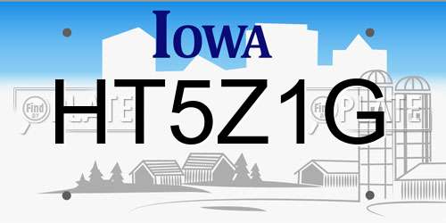 HT5Z1G Iowa License Plate