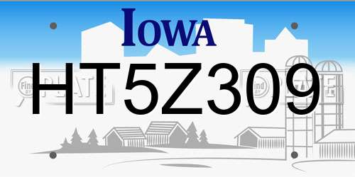 HT5Z309 Iowa License Plate