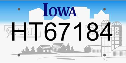 HT67184 Iowa License Plate