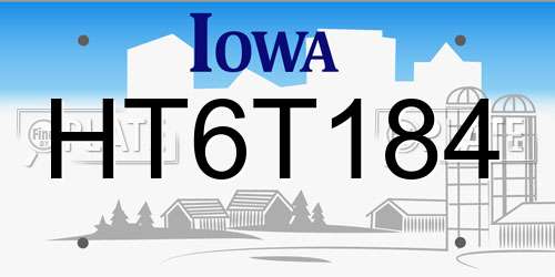 HT6T184 Iowa License Plate