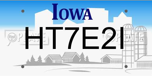 HT7E2I Iowa License Plate
