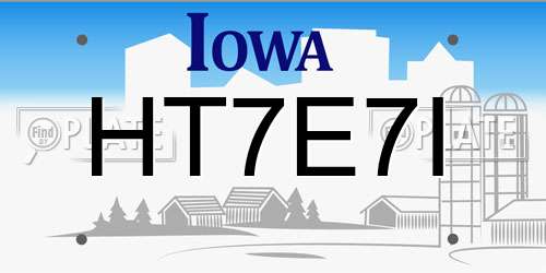 HT7E7I Iowa License Plate