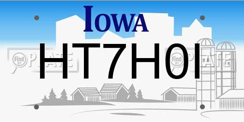 HT7H0I Iowa License Plate