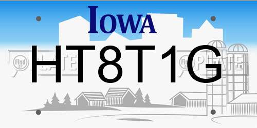 HT8T1G Iowa License Plate