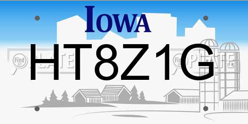 HT8Z1G Iowa License Plate