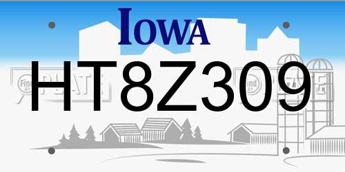 HT8Z309 Iowa License Plate