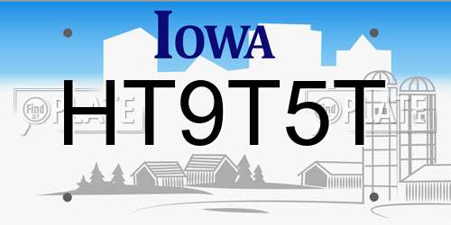 HT9T5T Iowa License Plate