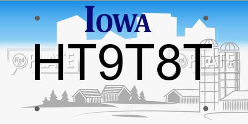 HT9T8T Iowa License Plate