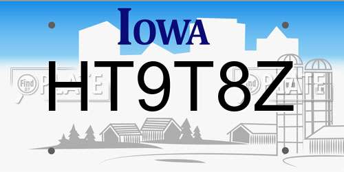 HT9T8Z Iowa License Plate
