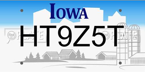 HT9Z5T Iowa License Plate