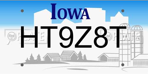 HT9Z8T Iowa License Plate