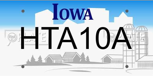 HTA10A Iowa License Plate