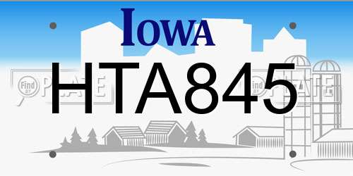 HTA845 Iowa License Plate