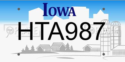 HTA987 Iowa License Plate