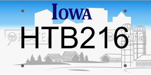 HTB216 Iowa License Plate