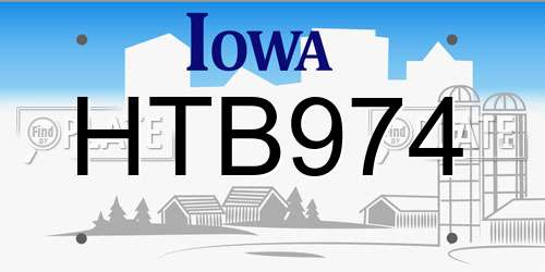 HTB974 Iowa License Plate