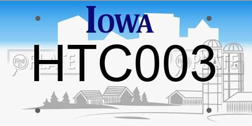 HTC003 Iowa License Plate