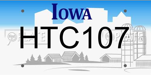 HTC107 Iowa License Plate