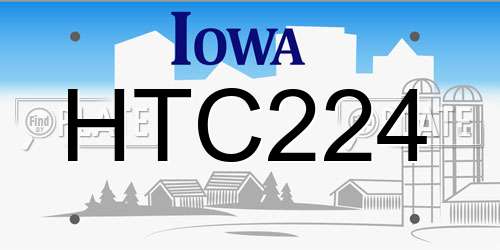 HTC224 Iowa License Plate