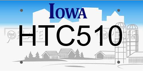 HTC510 Iowa License Plate