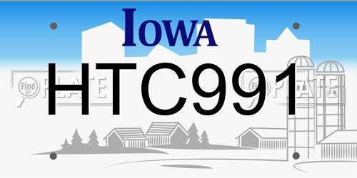 HTC991 Iowa License Plate