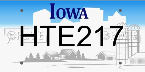 HTE217 Iowa License Plate