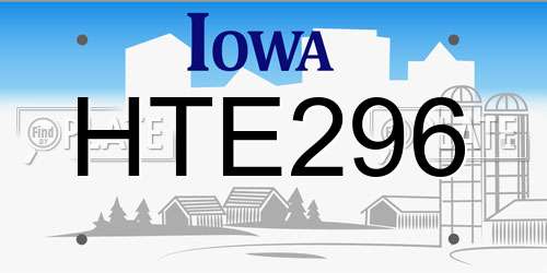 HTE296 Iowa License Plate