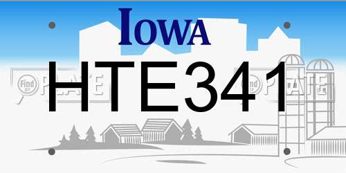 HTE341 Iowa License Plate