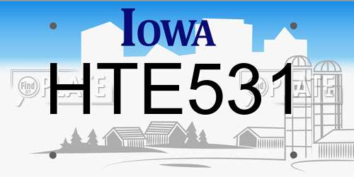 HTE531 Iowa License Plate