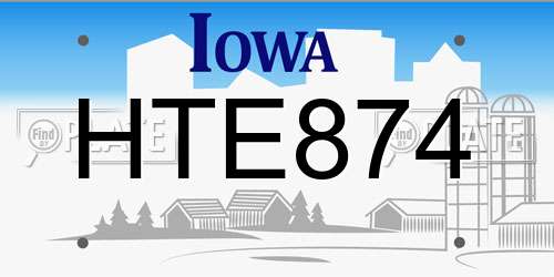 HTE874 Iowa License Plate