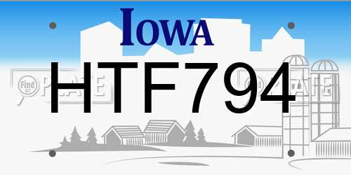HTF794 Iowa License Plate