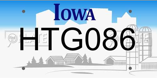 HTG086 Iowa License Plate