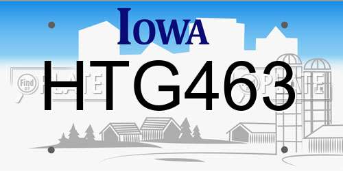 HTG463 Iowa License Plate