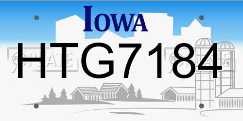 HTG7184 Iowa License Plate