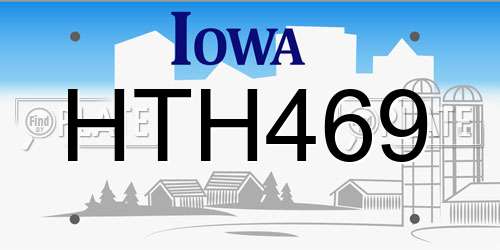 HTH469 Iowa License Plate